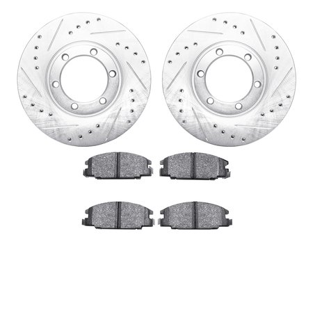 DYNAMIC FRICTION CO 7302-37007, Rotors-Drilled and Slotted-Silver with 3000 Series Ceramic Brake Pads, Zinc Coated 7302-37007